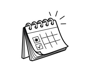 Desk Calendar with Star, Check Mark Icon, Important Date Reminder Vector Illustration