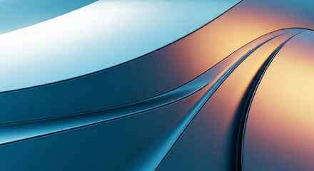 Abstract Metallic Curves in Vibrant Teal and Gold Creating Modern Design