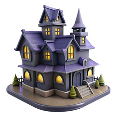 Realistic Horror Haunted House Illustration