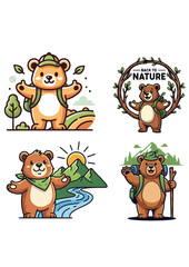 Adventure Bear Mascot Logo Set