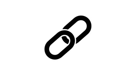 A simple black chain link icon symbolizing connection, security, and unity, isolated on a clean transparent background