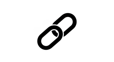 A simple black chain link icon symbolizing connection, security, and unity, isolated on a clean transparent background