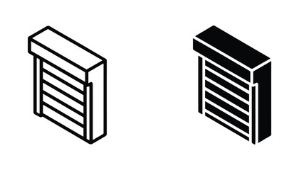 Isometric Rolling Shutter Door Isolated Vector Illustration