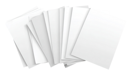 A fan of blank, white sheets of paper, overlapping