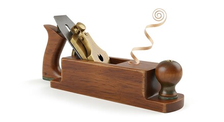 Vintage wood planer tool shaving curl perfection