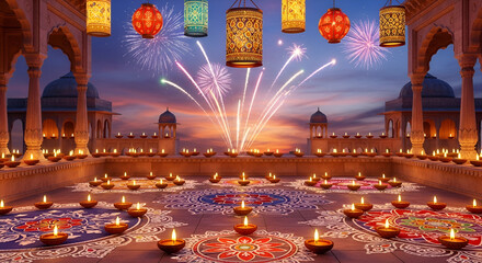 Digital 3d illustration of Diwali, the festival of lights.