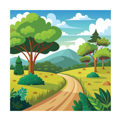 Vector Illustration of a Countryside Dirt Road