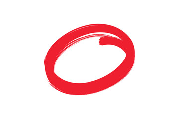 Red Brush Stroke Circle Shape, Textured Outline Element, Isolated on White Background Vector Illustration