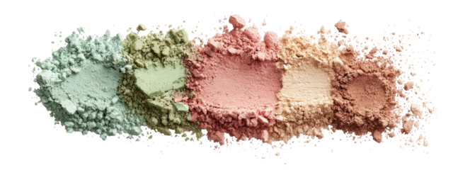 Assorted loose powder pigments in a variety of muted earth tones