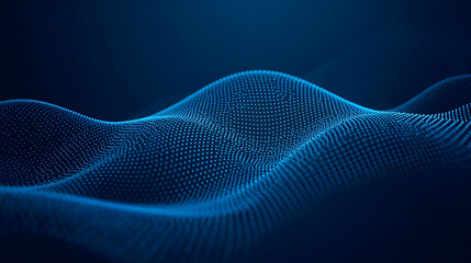 Fototapeta premium Abstract nanotechnology digital wave pattern of blue dots on a dark background.