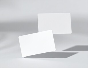 Floating White Business Cards Mockup on Light Gray Background
