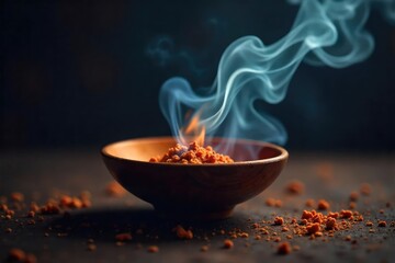 A close-up shot of incense burning, emitting a fragrant smoke, suggesting a prayerful atmosphere The image evokes peace, serenity, and spiritual devotion , stick, frankincense, spiritual growth