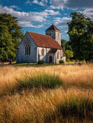 Obraz premium Authentic National New Hampshire Day Celebration with Historic Church Architecture in Summer for Professional Family Lifestyle Marketing and Inspirational Social Media