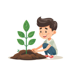 young man planting tree