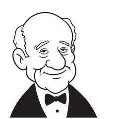 Old person in formal suit black and white vector illustration portrait elegant classic digital artwork