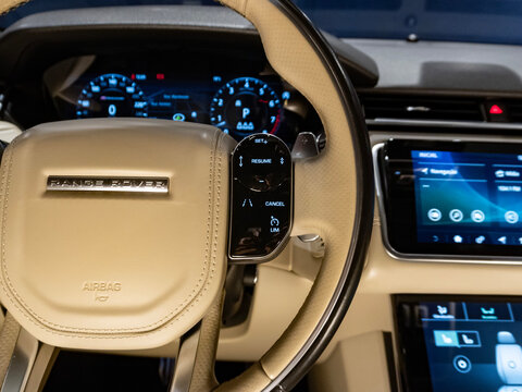 Range Rover Velar cruise control buttons, Driver assistance system detail

