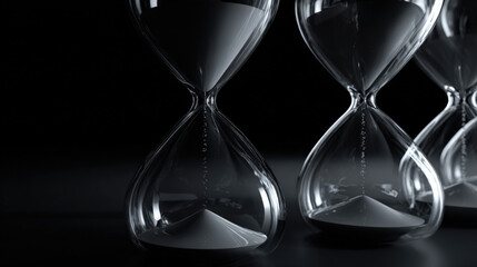 series of overlapping translucent hourglasses creating echo effect layered timeline concept illustration concept scene visual for commercial design use high detail quality stock image illustration
