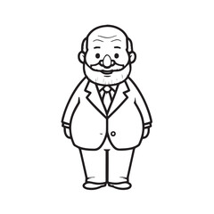 Old person in formal suit black and white vector illustration portrait elegant classic digital artwork