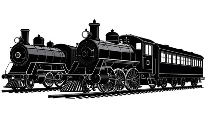 Fototapeta premium Silhouette of vintage steam train