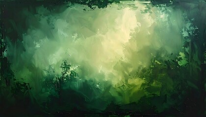 Abstract painting of a deep forest scene