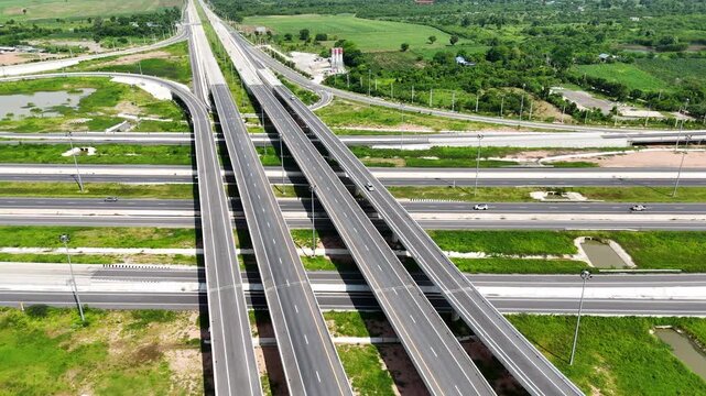 Aerial view bridge intersection between the highway numbers 290 and 304 Nakhon Ratchasima