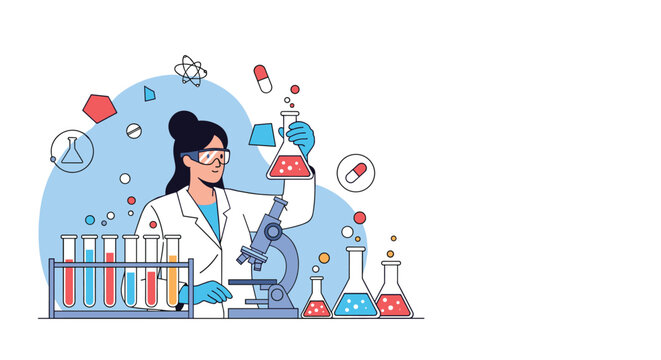 Scientific researcher working in a laboratory with various equipment and experiments ongoing