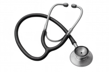 Medical stethoscope against transparent backdrop, representing healthcare examination, diagnostic listening