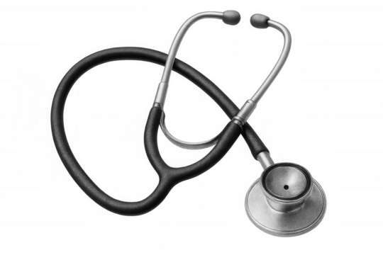 Medical stethoscope against transparent backdrop, representing healthcare examination, diagnostic listening