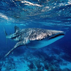 High-Quality Whale Shark Close-Up in Pacific Ocean Near Tonga Authentic Marine Life for Environmental Campaigns and Modern Social Media Content