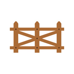 Rustic wooden farm fence section isolated on white for rural countryside agriculture and ranching concepts vector