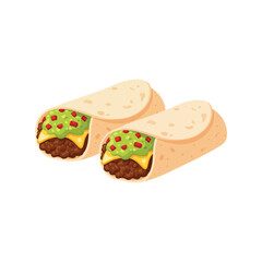 Deliciously rolled tacos with fresh toppings ready for your next meal or party vector