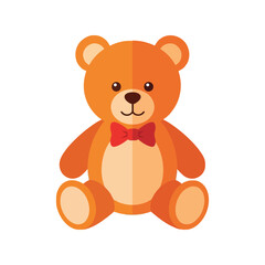 Cute teddy bear illustration with red bow tie adorable plush toy cartoon character vector