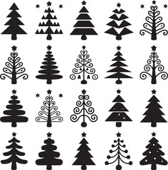 Obraz premium Christmas tree icon collection vector illustration