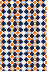 Vintage-inspired polkadot wallpaper with brown and blue circular patterns. Perfect for retro projects, textile design, backgrounds, and creative layouts