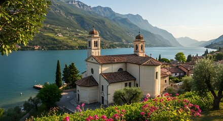 Picturesque lakeside church