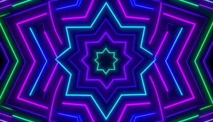 Psychedelic kaleidoscope of vibrant neon lines