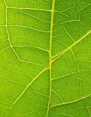 Close-up view of vibrant green leaf veins