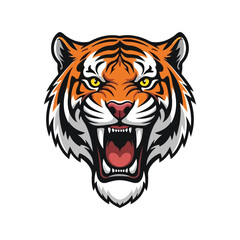 Fierce tiger head roaring aggressive wild animal power symbol vector art vector