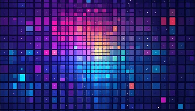 Vibrant pixelated graphic with a radiating color center
