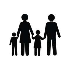 Pictogram of a family of four, parents holding hands with children