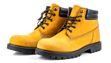 Pair of bright yellow work boots