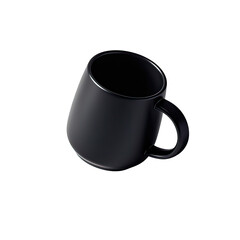 Black Ceramic Mug Isolated on Transparent Background, Generative AI