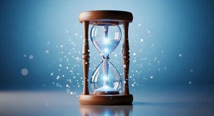 Hourglass With Glowing Sand Symbolizing Time, Concept of Deadlines and Focus