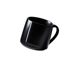 Black Ceramic Mug Isolated on Transparent Background, Generative AI