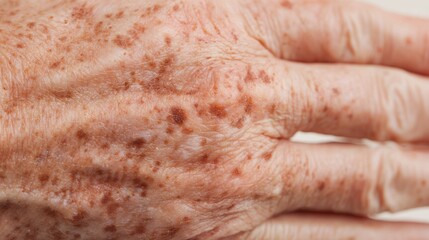 Professional Close-Up of Aged Hand with Actinic Keratosis and Sunspots Premium Medical Dermatology Content for Health and Prevention Campaigns