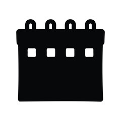 Black silhouette of a calendar icon representing planning and schedule management