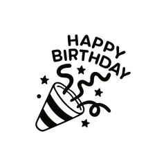 Happy birthday celebration with confetti and party popper illustration design