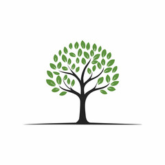 Obraz premium Simple black and green tree vector, minimal style