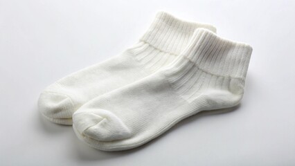 An isolated pair of pink and blue baby socks on a white background