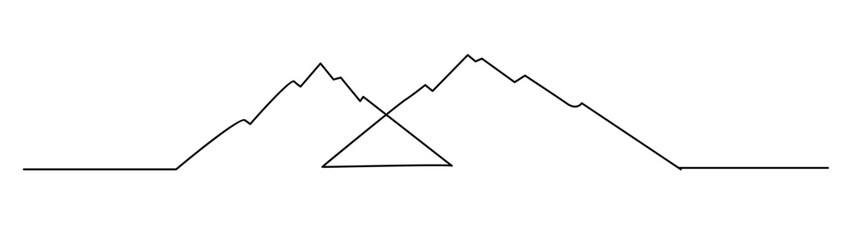 Two Mountain Peaks, One Line Illustration